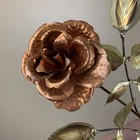Vintage Copper Brass Rose Flower Leaves Metal Floral Wall Art Mid Century Decor