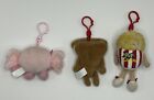Whiffer Sniffers Plush Back Pack Clip Toys Lot Of 3 Bubbles  Ib Poppin  Tony Pep