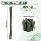 200 Pcs Florist Wire 0 35mm 28 Gauge Floral Flower Stem Wire  White dark Green