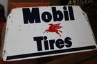 Rare 1950s Mobil Tires Pegasus Painted Metal Dealer Display Sign Gas Oil Horse