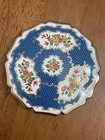 Vintage Stratton England Enamel Scalloped Flower Gold Toned Compact With Box 