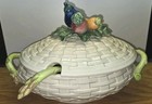 Fitz   Floyd 2qt Vegetable Tureen Soup Bowl Lid Ladle Asparagus Handles