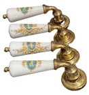 2x Vtg Luxurious Versace Cupid Design Limoges Brass   Porcelain Door Knob Handle