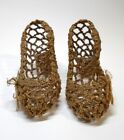 Vintage Pair Crocheted High Heel Shoes Ladies Pumps Gold Metallic Cord 4 25  L