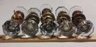 Lot 5 Antique Victorian Glass 8 Sided Brass Bronze Door Knobs Salvage Octagonal