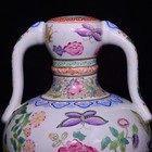 Beautiful Chinese Hand Painting Famille Rose Porcelain Flowers Zun Vase