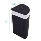 Costway Corner Bamboo Hamper Laundry Basket Washing Cloth Bin Storage Bag Black