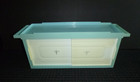 Vtg Mid Century Aqua Blue Plastic Bathroom Storage Cabinet Sliding Doors 19  W