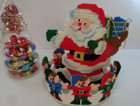 Bucilla Christmas Plastic Canvas Bowl Santa Kit Completed