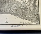 Original Pencil Drawing Covered Bridge Signed Gerald Abel 1979 Framed Landscape