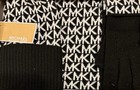 Michael Kors 3 Piece Scarf Hat Glove Boxed Set Black W mk Logo