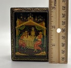 Vintage Russian Folklore Painted Lacquer Trinket Box 3    Artist Signed