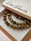Vintage Lee Sands Tri-colored Tiger Eye Large Beaded Necklace   Bracelet   