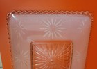 Vtg Art Deco Frost Glass Ceiling Shade Starburst Square 11   Candlewick Edge Rea
