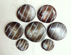 7 Antique Carved Smoky Brown Gray Mother Of Pearl Buttons  just Over 9 16  To 1 