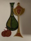 Vintage Mid Century Modern Rattan Melted Popcorn Vases Wall Hanging Unusual