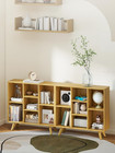 Bookshelf With 7 Open Storage Cubes  Wooden Bookcase Organizer  Rustic Modern Di