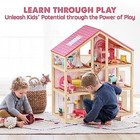 Wooden Dollhouse For Girls - 6 Rooms Wooden Doll House  Diy Pretend Doll
