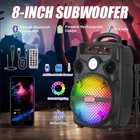 Portable 8  Bluetooth Party Speaker Heavy Bass Led Tws Aux W  Stand Mic Remote