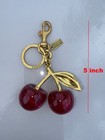 New Coach Cherry Apple Bag Charm Red Keychain Resin Metal Brass Purse Decoration