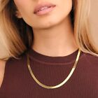 Italian Made 925 Sterling Silver 5mm Gold Herringbone Chain Necklace 16 -24 