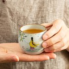 Ru Kiln Ceramic Teacup Lotus Pattern Coffee Cup Portable Handmade Tea Set