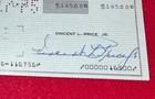 Vincent L Price Jr  Signed Personal Bank Check Autograph With Coa Horror Legend