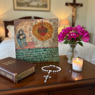 Antique 1954 Mexican Ex-voto Retablo Sacred Heart Miracle Healing Baby Tin Art