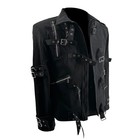 Men s Gothic Punk Black Jacket Buckle Straps Zipper Emo Steampunk Coat