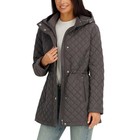 Kenneth Cole Womens Quilted Jacket Hooded Lightweight Diamond Quilt Polyester