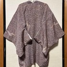 Boro Used Japanese Old Cloth Jacket Half Coat Haori Striped Purple Pattern Japan