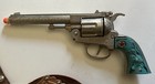 Vintage Hubley Cowboy Texan Double Cap Gun Toy Turquoise Grips With Holster Set
