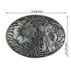 Western Sunflowers Belt Buckle Antique Silver Tone Engraved Flower Oval Cowgirl