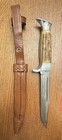 Hoffritz Vintage Ny Stag Handle Hunting Knife Germany W  Leather Sheath
