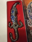 Blue Inlay Wicked Fantasy Dragon Dagger Knife Sword Steel Blade W  Scabbard New