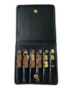 17 Brooks Brothers Gold Tone Metal Collar Stays Collar Pins Napa Leather Case