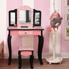 Kids Girls Vanity Table Set Jewelry Makeup Desk Bench Dresser W  Stool Drawer