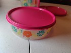 New Tupperware Big Wonders Bowls 3 Cup Round Clear Summer Floral Print Free Ship