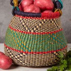 Small Woven Bolga Market Basket  Pot Shape  Boho Patterns  Harvesting