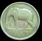               Congo Belgium 2 Francs 1947 Elephant