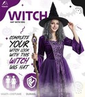 Women Witch Hat With Curly Wig Halloween Wicked Witch Costume Cosplay Wig Hat