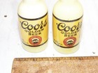 Vintage Coors Golden Beer Yellow Porcelain Bottle Salt And Pepper Shakers