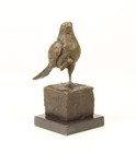 Bronze Sculpture Of A Small Bird Of Prey On A Black Marble Base After Milo