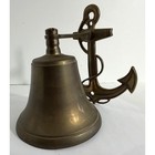 Vintage Brass Ship Bell With Anchor Wall Mount Nautical Maritime Decor