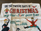 Vintage 12 Days Of Christmas Linen Tea Towel Holiday