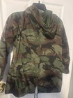 Women Camouflage Hooded Military Jacket Size M Mid-length Zip button