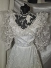 Vintage 80s Pronuptia Paris Lace Wedding Dress Puff Sleeve Bridal Gown Xs s