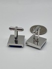 Vintage Dante Silver Tone Blue Sodalite Cufflinks Mid Century Rectangle Stone