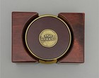 Vintage Bts Group Merant Leather Gold Coasters With Wooden Storage Case
