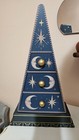 Wooden Celestial Moon   Stars Pyramid 3-drawer Cabinet W  Brass Knobs